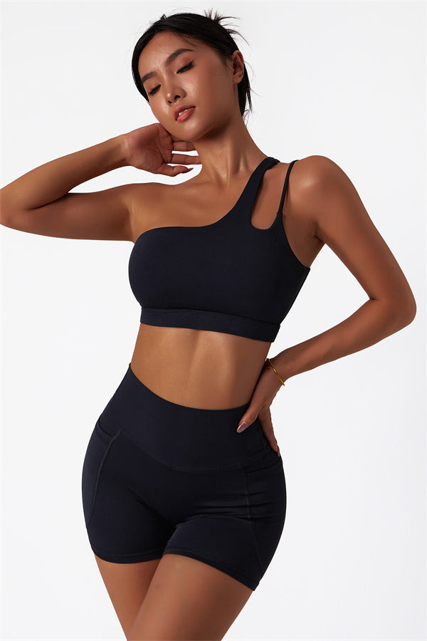Asymmetrical One-Shoulder Bra & Shorts Set