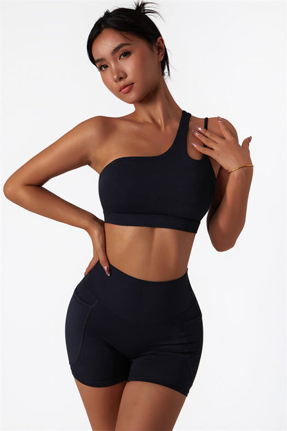 Asymmetrical One-Shoulder Bra & Shorts Set