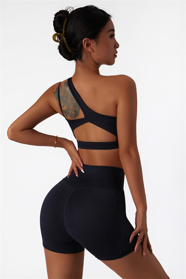 Asymmetrical One-Shoulder Bra & Shorts Set