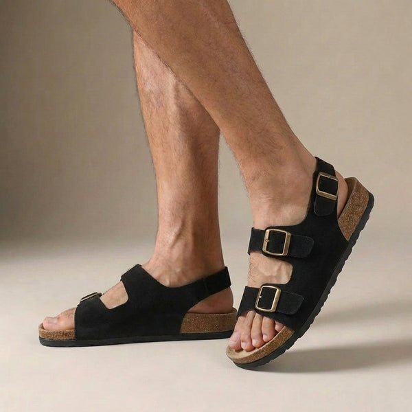 Simon Cork Sole Buckle Slingback Sandals
