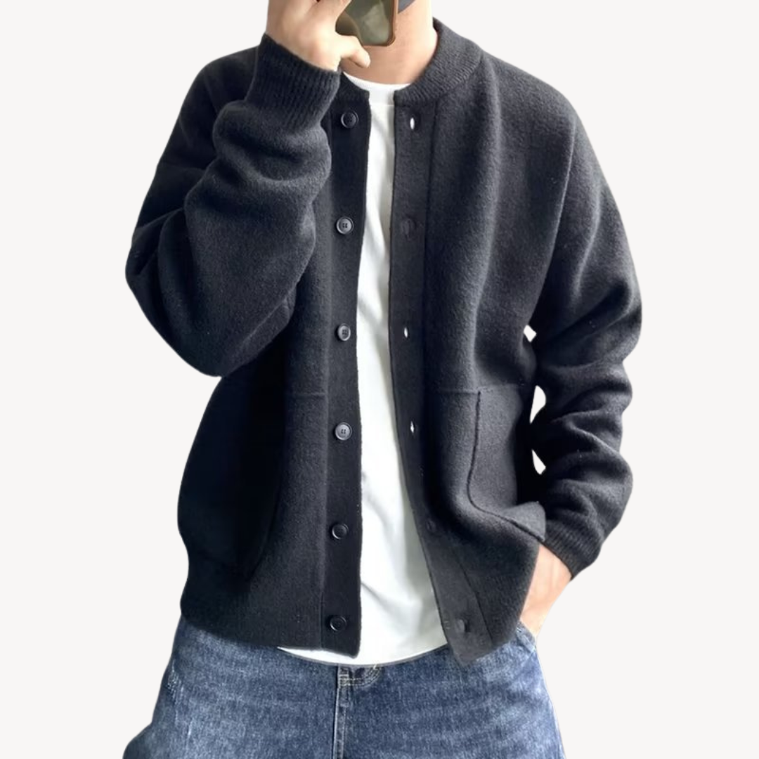 Zayden Men's Wool Buttoned Vest – Elegant Wool Blend Cardigan