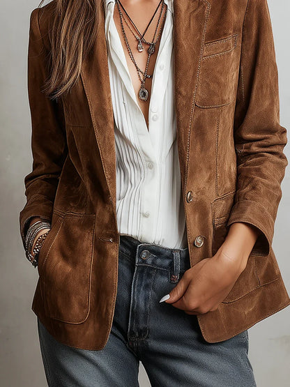 Harlow Faux Suede Button Blazer