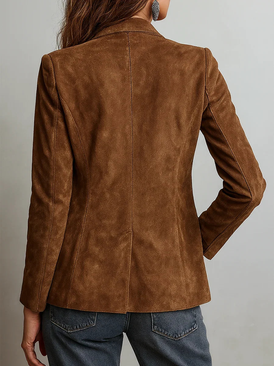 Harlow Faux Suede Button Blazer