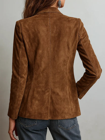 Harlow Faux Suede Button Blazer