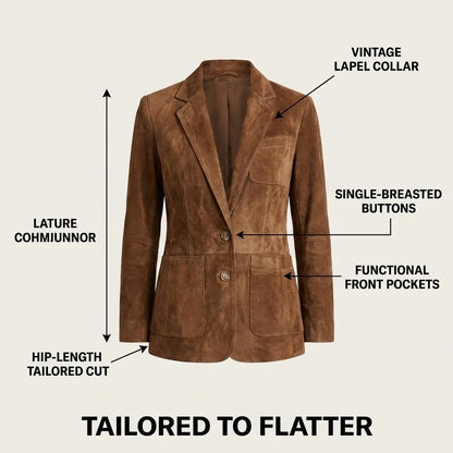 Harlow Faux Suede Button Blazer