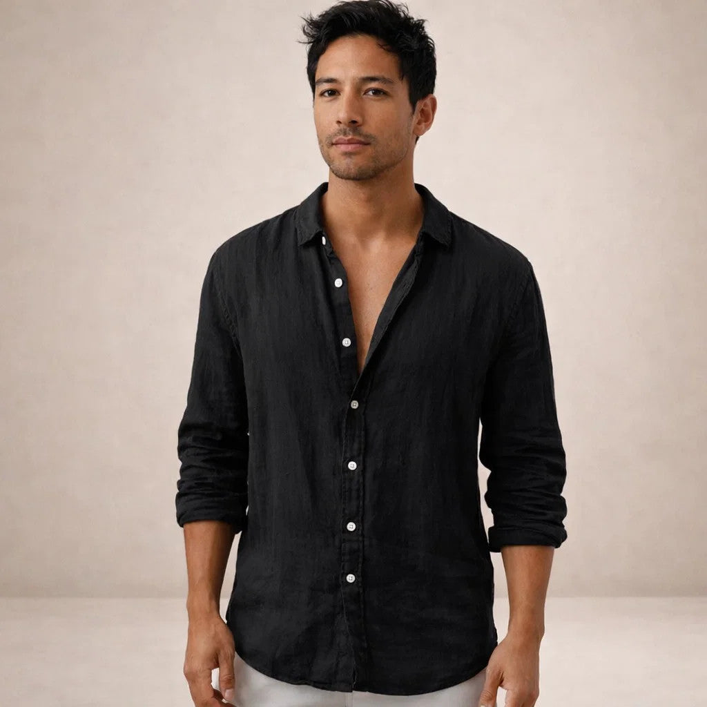 Shirt Regular Fit Open Collar Long Sleeves