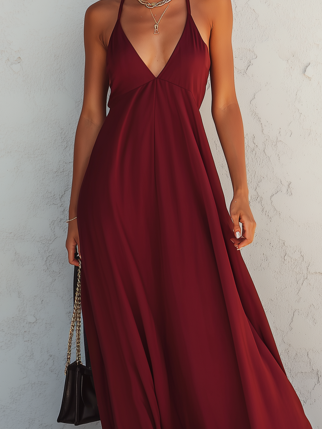 Elegant Halter V-Neck Dress