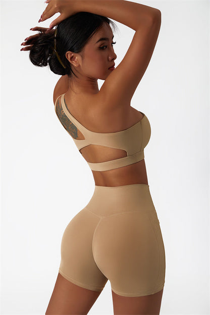 Asymmetrical One-Shoulder Bra & Shorts Set