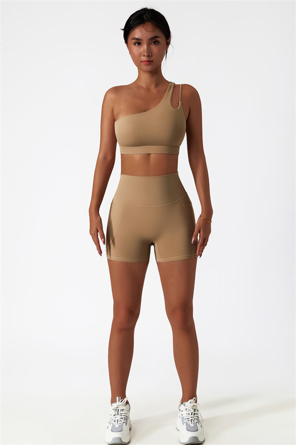 Asymmetrical One-Shoulder Bra & Shorts Set
