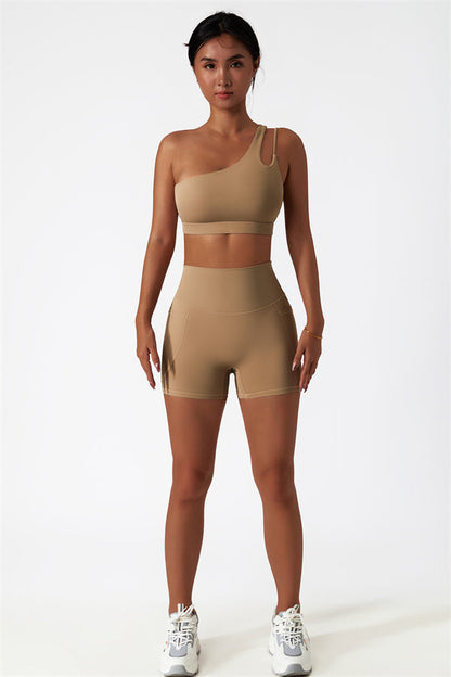 Asymmetrical One-Shoulder Bra & Shorts Set