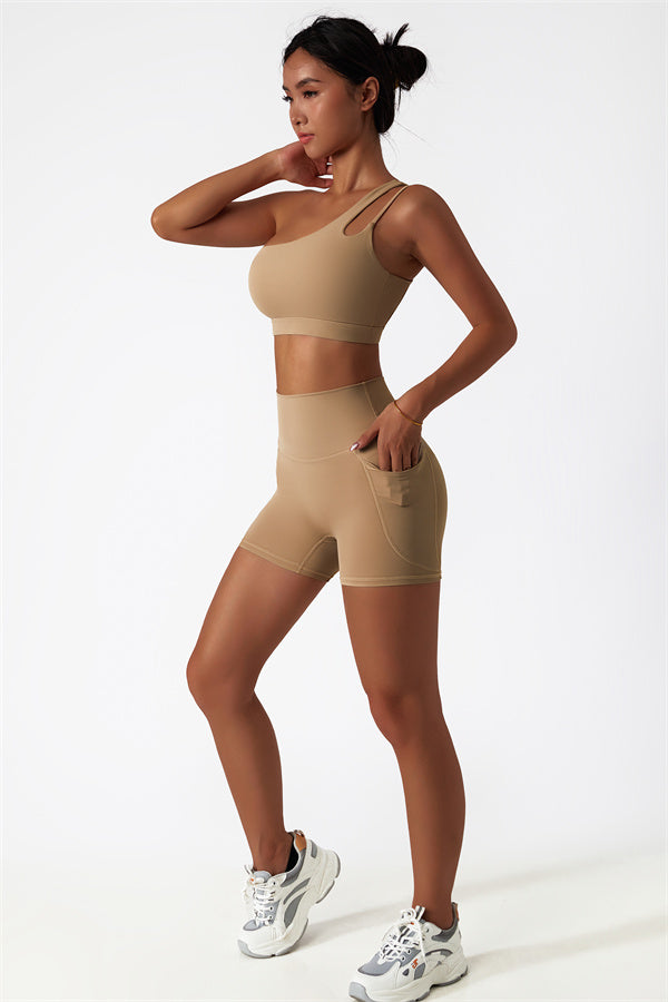 Asymmetrical One-Shoulder Bra & Shorts Set