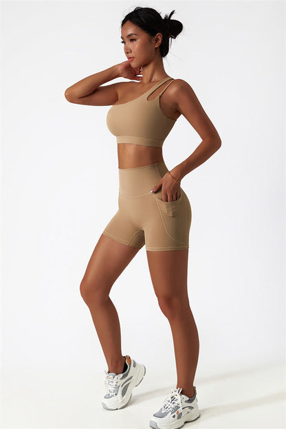 Asymmetrical One-Shoulder Bra & Shorts Set