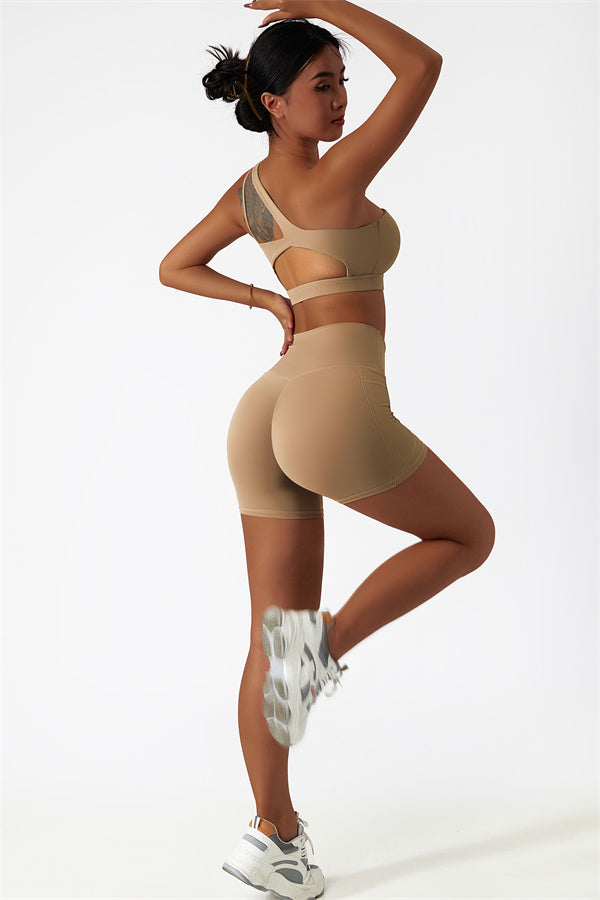 Asymmetrical One-Shoulder Bra & Shorts Set