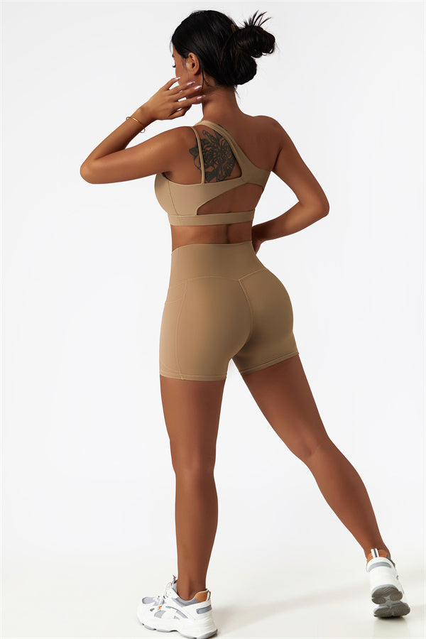 Asymmetrical One-Shoulder Bra & Shorts Set