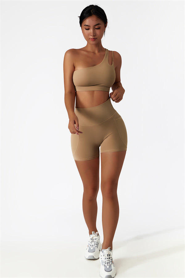 Asymmetrical One-Shoulder Bra & Shorts Set