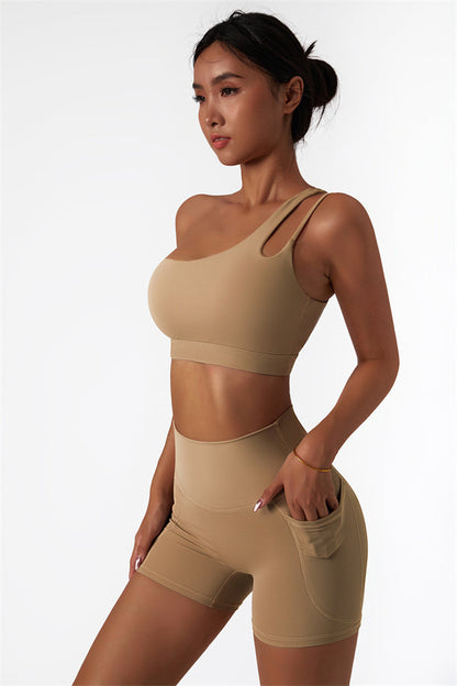 Asymmetrical One-Shoulder Bra & Shorts Set