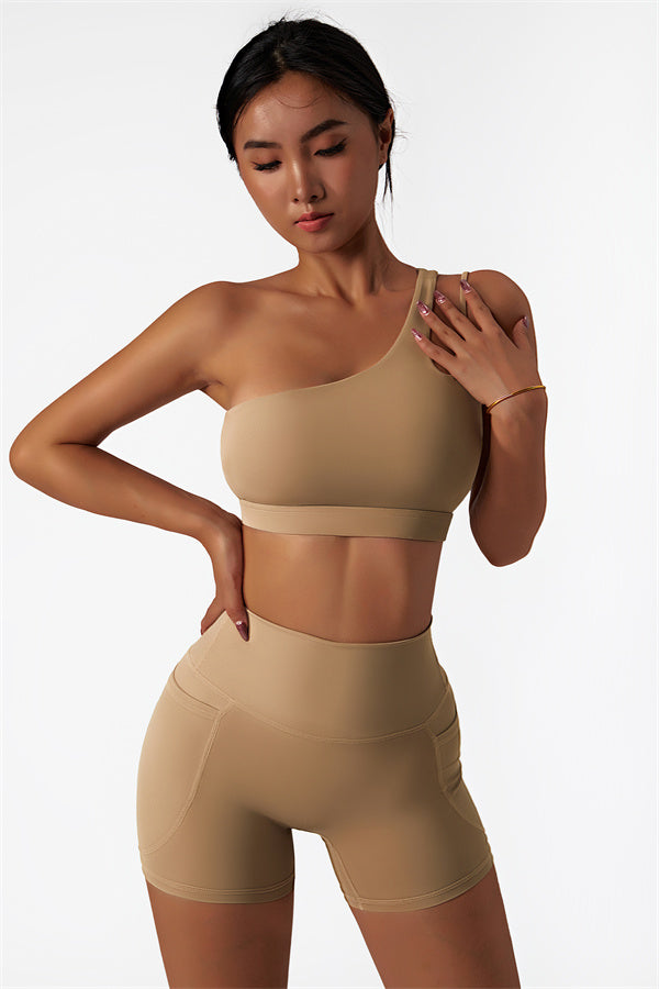 Asymmetrical One-Shoulder Bra & Shorts Set