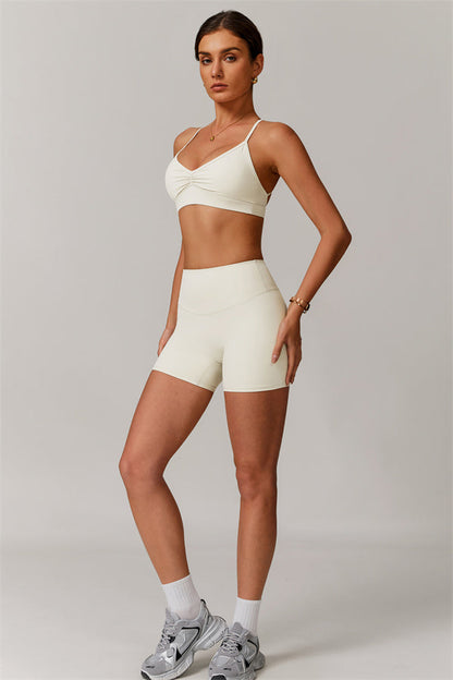 Pleated Crisscross Sports Bra
