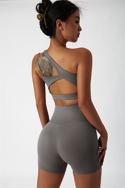Asymmetrical One-Shoulder Bra & Shorts Set