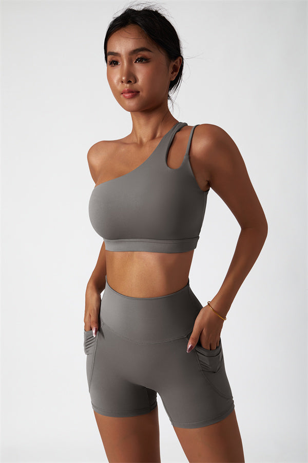 Asymmetrical One-Shoulder Bra & Shorts Set