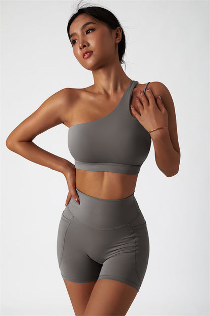 Asymmetrical One-Shoulder Bra & Shorts Set