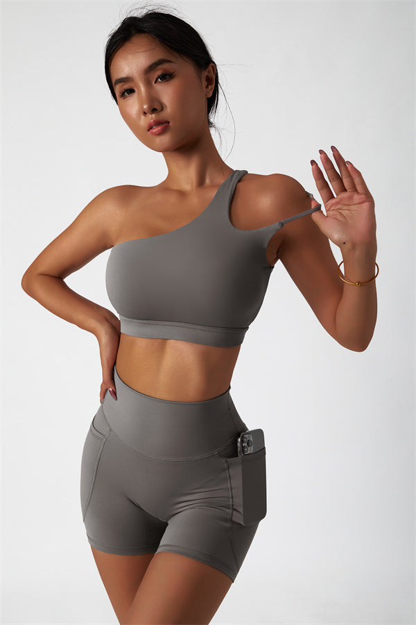 Asymmetrical One-Shoulder Bra & Shorts Set