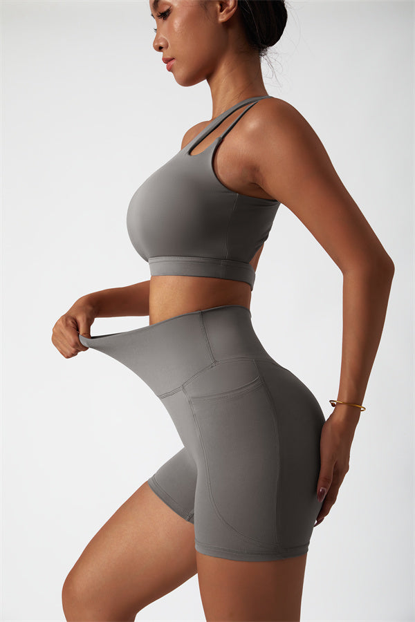 Asymmetrical One-Shoulder Bra & Shorts Set