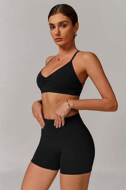 Pleated Crisscross Sports Bra