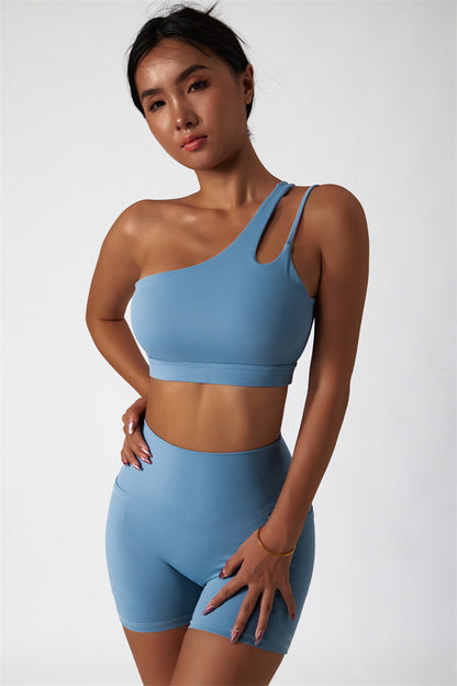 Asymmetrical One-Shoulder Bra & Shorts Set