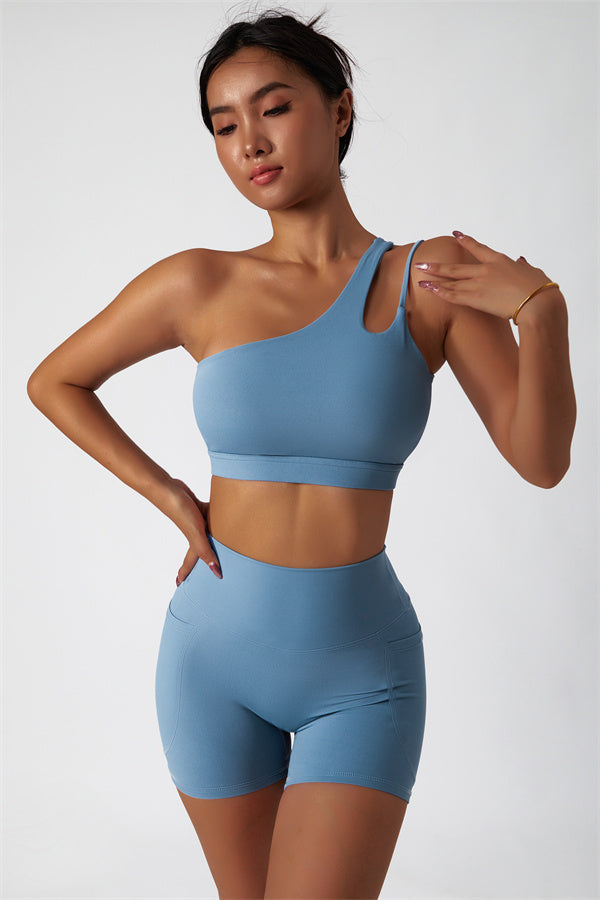 Asymmetrical One-Shoulder Bra & Shorts Set