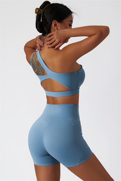 Asymmetrical One-Shoulder Bra & Shorts Set