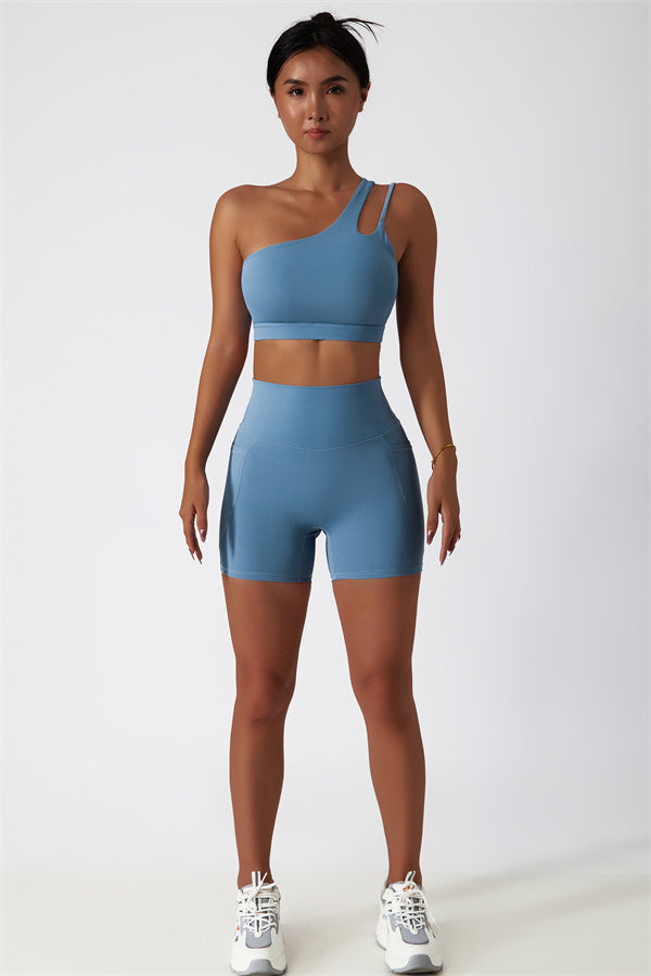 Asymmetrical One-Shoulder Bra & Shorts Set