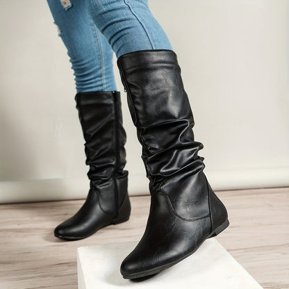 Rosalind Faux Leather Slouchy Knee-High Flat Boots