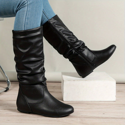 Rosalind Faux Leather Slouchy Knee-High Flat Boots