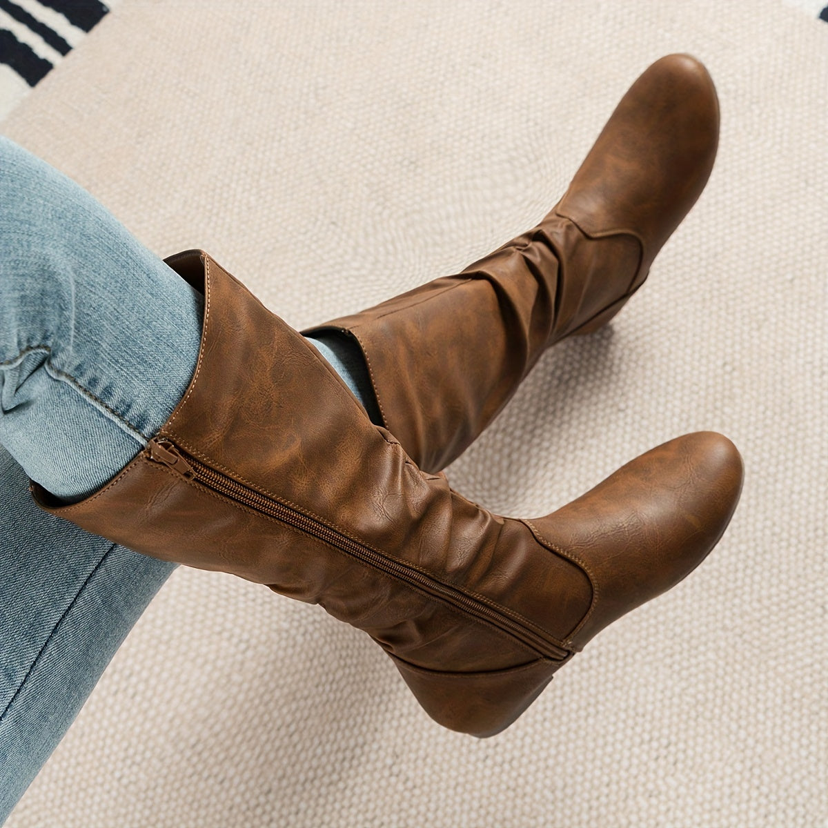 Rosalind Faux Leather Slouchy Knee-High Flat Boots