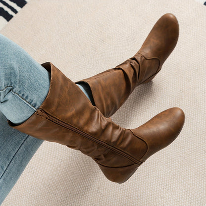 Rosalind Faux Leather Slouchy Knee-High Flat Boots