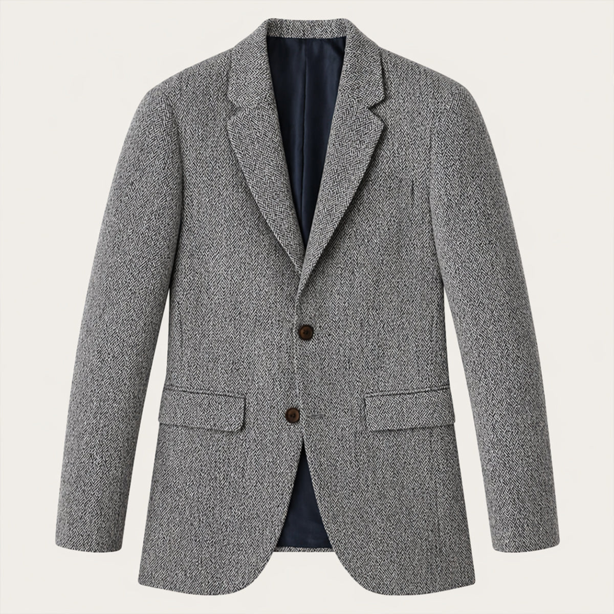 Classic Wool Herringbone Tweed Blazer