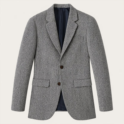 Classic Wool Herringbone Tweed Blazer