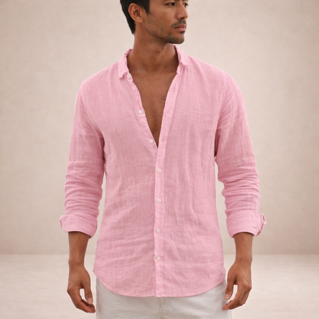 Shirt Regular Fit Open Collar Long Sleeves