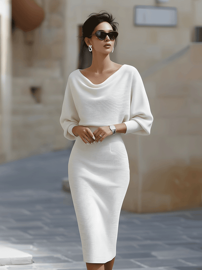 Draped Batwing Midi Dress