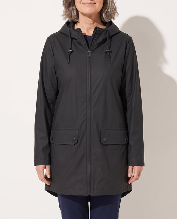 Isadora Long Hooded Water-Resistant Rain Coat