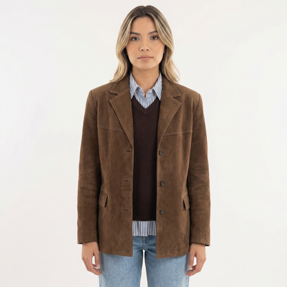 Winter Coat with Wide Lapel Relaxed Fit Long Sleeve Jacket