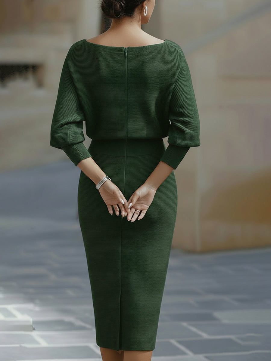 Draped Batwing Midi Dress