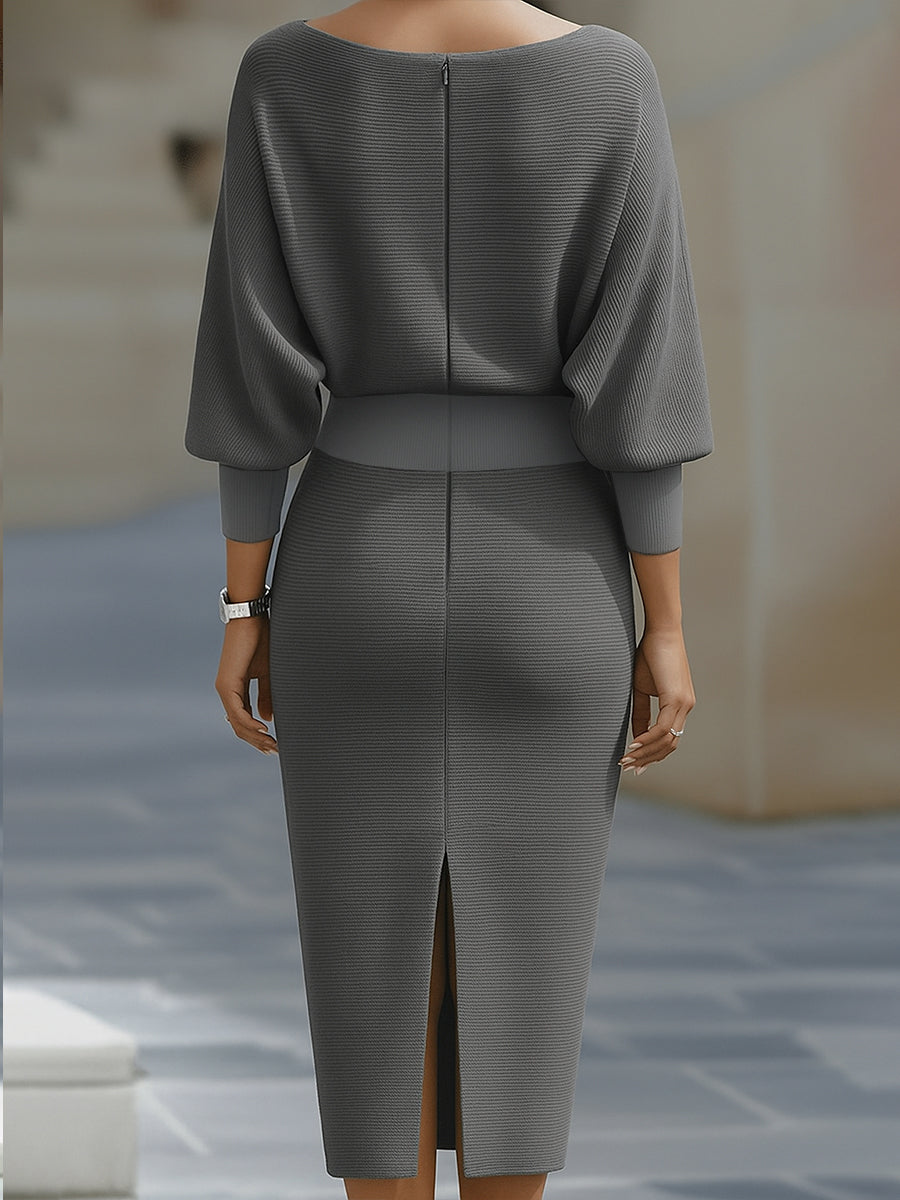 Draped Batwing Midi Dress