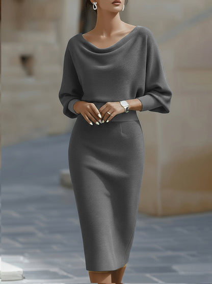 Draped Batwing Midi Dress