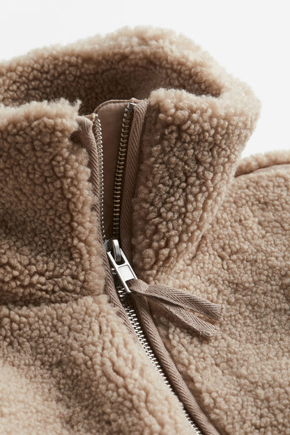 Relaxed Teddy Zip Up Jacket