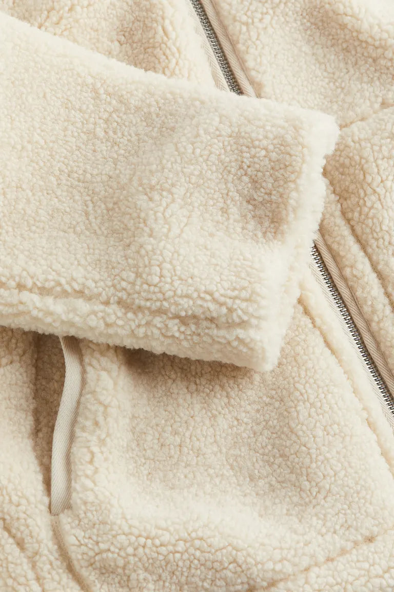 Relaxed Teddy Zip Up Jacket