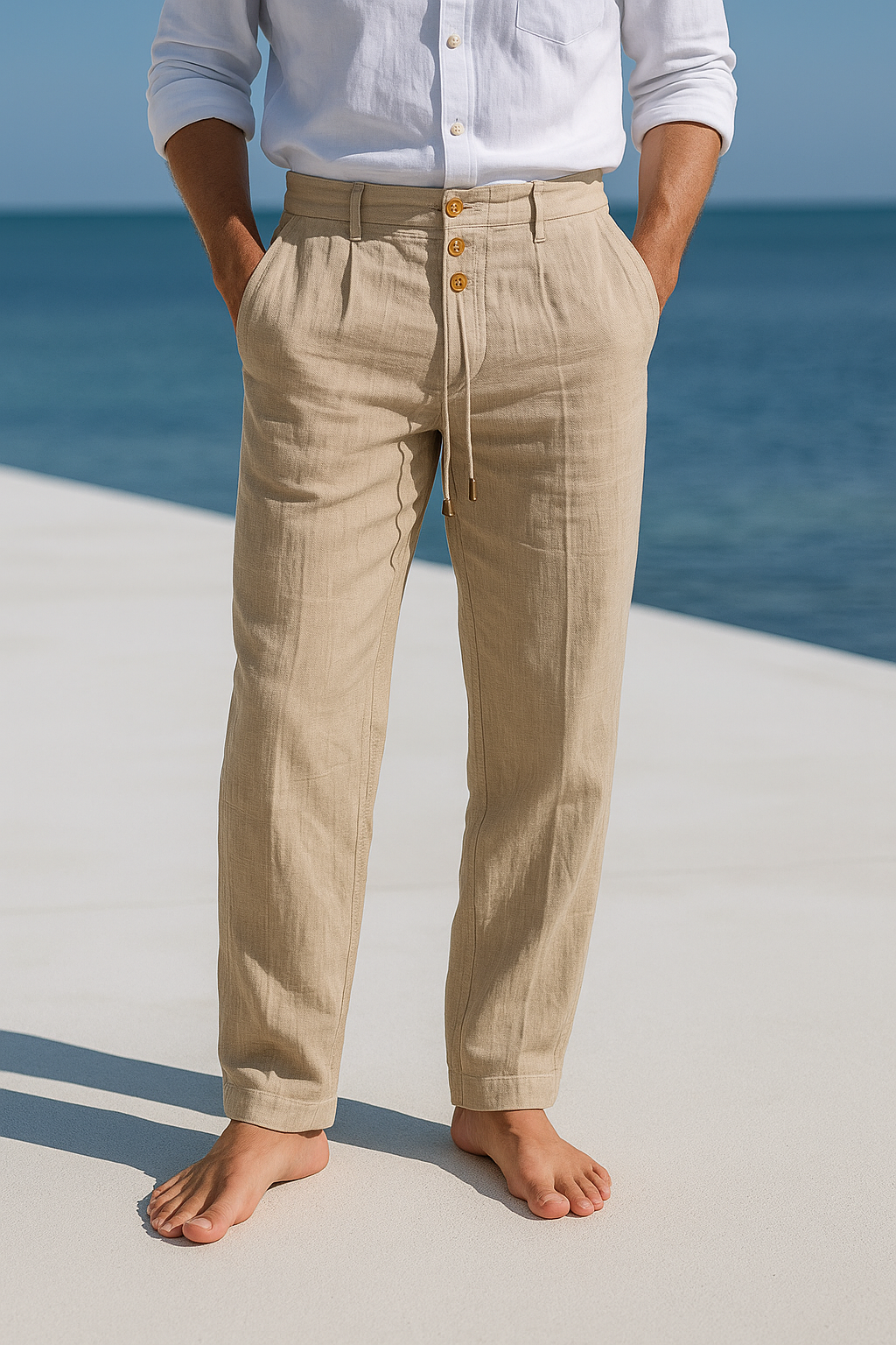 Linen Trousers with Straight Fit