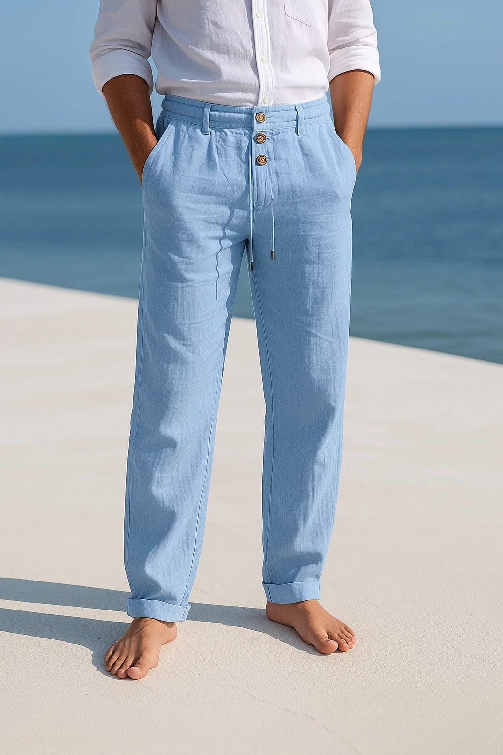Linen Trousers with Straight Fit