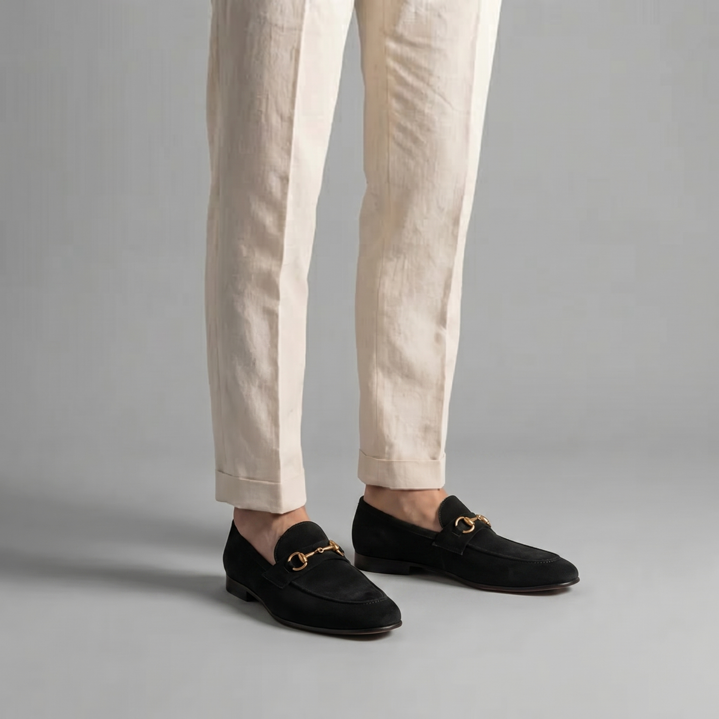 Suede Loafers with Horsebit Detail